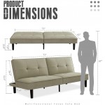 Futon Sofa Bed Modern Convertible Armless Futon Sleeper Couch Daybed for Studio Apartment Office Small Space Compact Living Room Khaki Sage