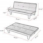 Futon Sofa Bed Modern Linen Fabric Upholstered Futon Couch Folding Convertible Couch Bed for Living Room Home Office Red