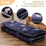 Navy Space Adventure Japanese Floor Futon Mattress Thicken Tatami Mat Sleeping Pad Foldable Bed Roll Up Mattress Floor Lounger Bed Couches and Sofas for Kids Full Size