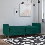 Novogratz 2358979N Skylar Coil Modern Sofa Bed and Couch Green Velvet Futon