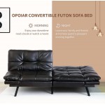 Opoiar Convertible Futon Sofa Bed,Lounge Memory Foam Sleeper Couch for Living Room,Loveseat for Compact Living Spaces Studio Apartment Dorm Guest Room Home Office Black Faux Leather