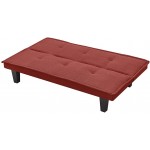 STOP NOW Futon Sofa Bed Modern Convertible Futon Sleeper Sofa Bed Without armrest Suitable for Studio Apartment Office Small Space and Compact Living Room Red
