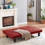 STOP NOW Futon Sofa Bed Modern Convertible Futon Sleeper Sofa Bed Without armrest Suitable for Studio Apartment Office Small Space and Compact Living Room Red