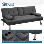 Topeakmart Linen Fabric Futon Bed Adjustable Backrest Futon Sleeper Daybed Guest Bed Modern Recliner Sleeper Reversible Convertible Daybed Futon Set for Apartment Living Room Bed Room,Dark Gray