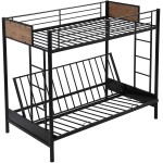 Twin Over Futon Bunk Beds ,Twin Over Full Metal Bunk Bed Convertible Twin Over Futon Bed Metal Futon Bunk Bed with Guardrails and Ladder Rustic Black