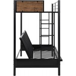 Twin Over Futon Bunk Beds ,Twin Over Full Metal Bunk Bed Convertible Twin Over Futon Bed Metal Futon Bunk Bed with Guardrails and Ladder Rustic Black