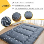 XICIKIN Japanese Floor Mattress Japanese Futon Mattress Foldable Mattress Roll Up Mattress Tatami Mat with Washable Cover Easy to Store and Portable for Camping Triangle Twin Full Queen