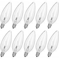 10 Pack 60W 120V E12 Base B10 CTC Incandescent Clear Light Bulbs,Transparent Candle Light Bulbs for Chandeliers Ceiling Fan Lights Pendants Fireplace