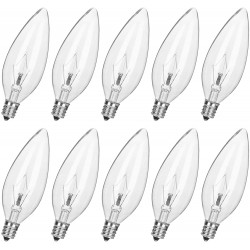 10 Pack 60W 120V E12 Base B10 CTC Incandescent Clear Light Bulbs,Transparent Candle Light Bulbs for Chandeliers Ceiling Fan Lights Pendants Fireplace