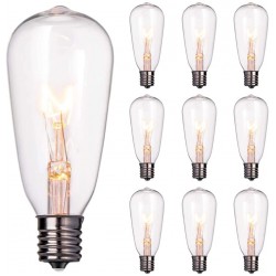 10 Pack Replacement Bulbs ST40 Clear Edison 7W Light Bulbs E17 Screw Base Glass Bulb Fit ST40 Outdoor Patio String Lights Backyard Decor Warm White
