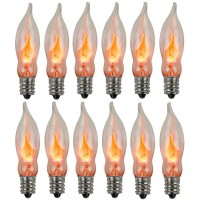 12 Pack Flicker Flame Light Bulb Realistic Flame Shaped Bulb Flickering Orange for Christmas Indoor Outdoor Decor 1w 120 Volt E12 Flame Candelabra Light Bulbs Suit for C18 String Lights