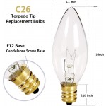 25 Pack Clear Torpedo Tip Replacement Bulbs Replacement Light Bulbs for Electric Candle Lamps Window Candles Chandeliers- Clear Incandescent E12 Candelabra Base Light Bulbs- 120V 7 Watts Bulbs