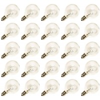 25 Pack Replacement Light Bulbs G40 5 Watt Light Bulbs for E12 Candelabra Screw Base 1.5 Inches Globe Clear Light Bulbs for Indoor Outdoor String Light Bulbs Patio Decor