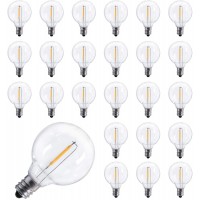 25 Pack Shatterproof Led G40 Replacement Bulbs 1W Per Bulb E12 Screw Base LED Globe Light Bulbs for Indoor Outdoor Patio String Lights