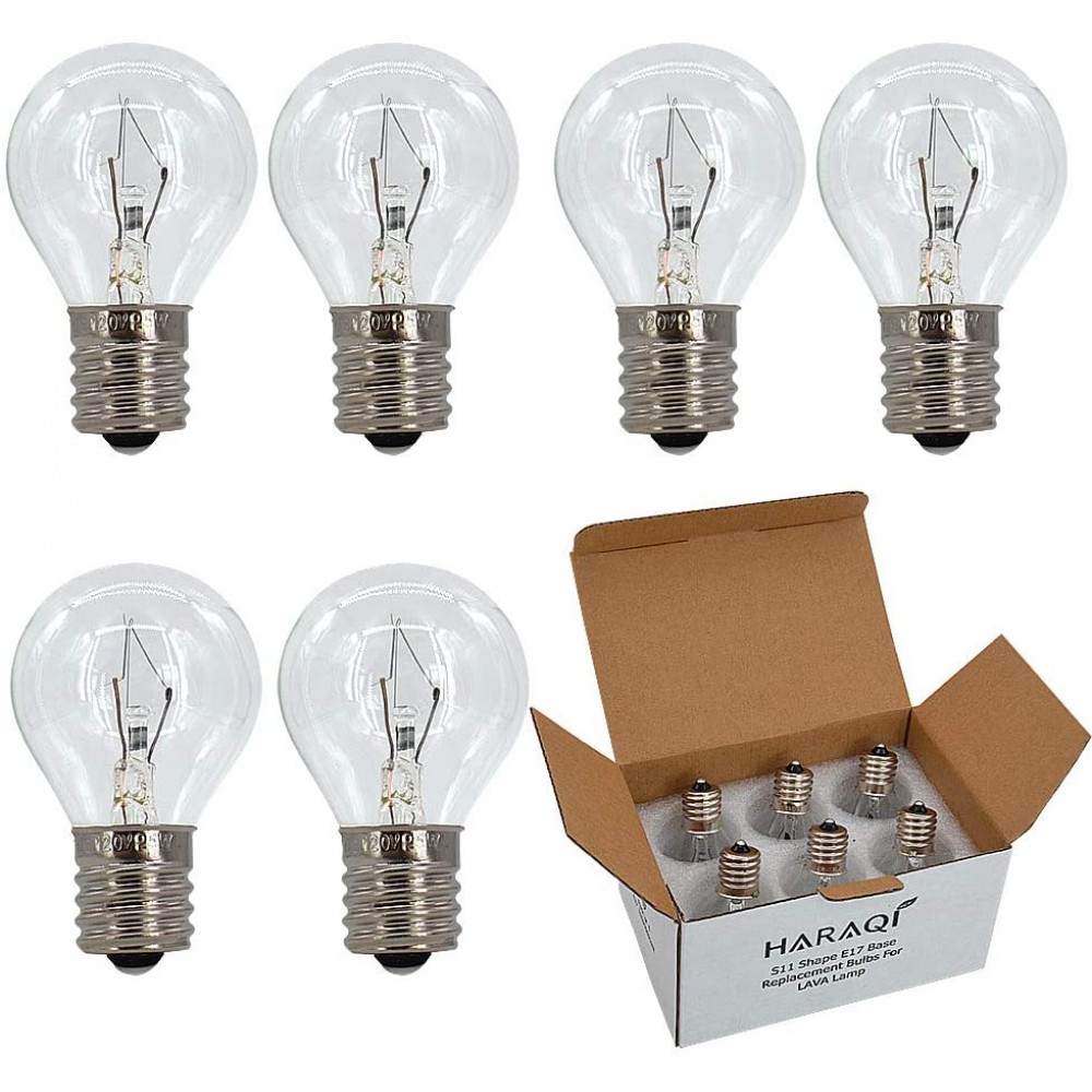 6 Pack S11 E17 Base 25 Watt Bulbs for Lava Lamps,Replacement Bulbs for Lava Lamps,Glitter Lamps