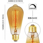 Basics Hardware 6-Pack Edison Light Bulb Antique Vintage Style Light Amber Warm Dimmable 60w 110v