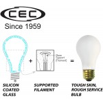 CEC Industries TS60 A19 Frosted Incandescent Replacement Edison Light Bulb Silicone-Coated 130V 60W E26 Medium Screw Base Soft White 6-Pack