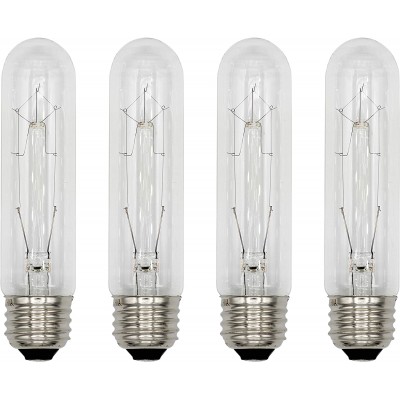 Creative Hobbies 3090 Pack of 4 40T10 CL 40 Watt T10 Clear Tubular 120V Medium E26 Base Incandescent Light Bulbs
