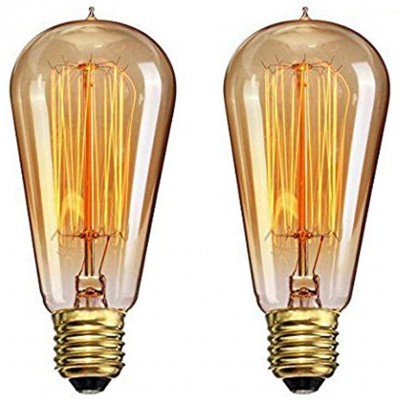 CTKcom Vintage Edison Light Bulbs2 Pack- 40W ST58 Vintage Squirrel Cage Filament E26 E27 Base,Antique Incandescent Bulb,Vintage Teardrop Top Lamps for Home Light Fixtures E26 E27 110V-130V
