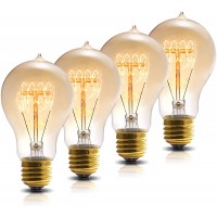 DORESshop A19 Vintage Light Bulbs Antique 40W Incandescent Edison Light Bulbs E26 Standard Medium Base Dimmable Decorative Bulbs Used for Wall Sconces Ceiling Light 4 Pack
