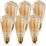 DORESshop ST64 Edison Light Bulbs Antique 40W Incandescent Vintage Style Light Bulbs E26 Standard Medium Base Dimmable Decorative Amber Glass Bulbs Used for Wall Sconces Ceiling Light 6 Pack