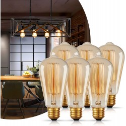 DORESshop ST64 Edison Light Bulbs Antique 40W Incandescent Vintage Style Light Bulbs E26 Standard Medium Base Dimmable Decorative Amber Glass Bulbs Used for Wall Sconces Ceiling Light 6 Pack