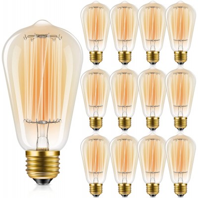 Edison Bulbs 12 Pack FadimiKoo Vintage Bulb 60W Dimmable ST58 Squirrel Cage Filament Edison Light Bulbs for Home Light Fixtures Decorative