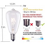 Edison Light Bulbs 10-Pack Replacement ST38 Clear Bulbs 7 Watts C7 E12 Screw Base for Indoor Outdoor Patio String Lights Warm White