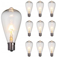 Edison Light Bulbs 10-Pack Replacement ST38 Clear Bulbs 7 Watts C7 E12 Screw Base for Indoor Outdoor Patio String Lights Warm White