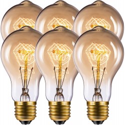 FadimiKoo Amber Light Bulbs 6 Pack Vintage Light Bulbs 60W A19 Squirrel Cage Filament Edison Light Bulb for Home Light Fixtures Decorative Dimmable