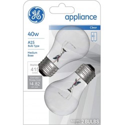 GE Appliance Clear Light Bulb 40w A15 Bulb Type Medium Base | 415 Lumens | 2-Count per Pack 1-Pack