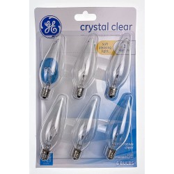 GE crystal clear 60 watt blunt tip 6-pack