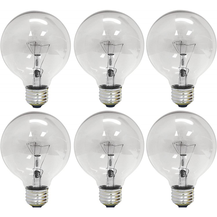 GE G25 40-Watt Incandescent Light Bulb 6 Pack