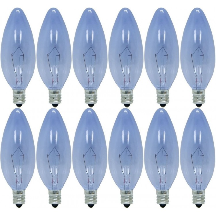 GE Lighting 48714 60-Watt 490-Lumen Reveal Blunt Tip Light Bulb with Candelabra Base 12-Pack.