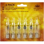 Holiday Joy Flicker Flame Crystal Clear Flame Tip Candelabra Replacement Bulbs Great for Electric Window Candle Lamps CA5 E12-1 Watt 120 Volts 6 Pack