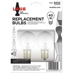 Lava 5032-6 40-Watt Replacement 2-Pack Brand 16.3 and 17 inch Lamps Light Bulb 2 Count Pack of 1 Clear