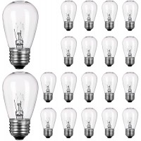 MineTom 20-Pack S14 Replacement Light Bulbs 11 Watt Warm Incandescent Edison Light Bulbs with E26 Medium Base for Commercial Grade Outdoor Patio String Lights