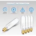 OhBulbs OhLectric OL-46474 T6 Tubular Candelabra Base 25 Watts E12 Clear Dimmable Incandescent Light Bulb 120V 180 Lumen 2000 Average Rated Hours 2700K Warm White Pack of 12