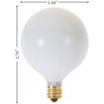 Pack of 10 G16.5 White Finsh Decorative E12 Candelabra Base Globe Shape Incandescent 120V G16 1 2 Light Bulbs 25