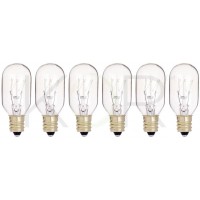 Pack of 6 15T7 C 15W Clear Incandescent Salt Lamp & Appliance Bulb T7 Light Bulb with Candelabra E12 Base 15T7