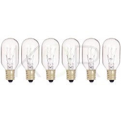 Pack of 6 15T7 C 15W Clear Incandescent Salt Lamp & Appliance Bulb T7 Light Bulb with Candelabra E12 Base 15T7