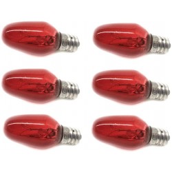 Red Night Light Bulb Replacement Bulbs 5W 120V 6 Pack Party or Event Lighting