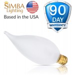 Simba Lighting Candelabra Flame Tip Frosted CA10 40W E12 Base 12 Pack Decorative Incandescent Light Bulbs 120V for Chandeliers Ceiling Fan Lights Pendants Wall Sconces Dimmable Warm White 2700K