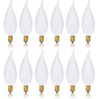 Simba Lighting Candelabra Flame Tip Frosted CA10 40W E12 Base 12 Pack Decorative Incandescent Light Bulbs 120V for Chandeliers Ceiling Fan Lights Pendants Wall Sconces Dimmable Warm White 2700K