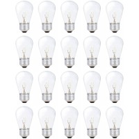 Simba Lighting String Light Outdoor S14 Replacement Bulb 11W E26 Medium Screw Base for Decorating Patio Café Pergola Porch Clear Glass 11 Watt 110V 120V 2700K Warm White Dimmable 20 Pack
