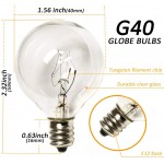 SUNSGNE 25 Pack G40 Replacement Bulbs 5W Clear Globe Bulbs 1.5-Inch String Light Replacement Bulbs for Indoor Outdoor Patio Decor- Fits E12 C7 Candelabra Screw Base Sockets