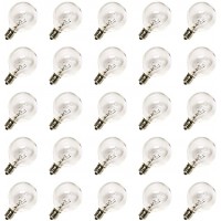 SUNSGNE 25 Pack G40 Replacement Bulbs 5W Clear Globe Bulbs 1.5-Inch String Light Replacement Bulbs for Indoor Outdoor Patio Decor- Fits E12 C7 Candelabra Screw Base Sockets