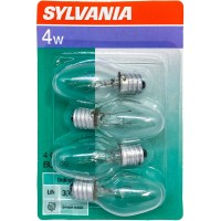 SYLVANIA Home Lighting Incandescent Small Appliances Bulb C7-4-Watt Clear Finish Candelabra Base 4 Bulbs