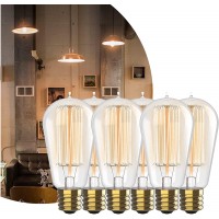 Vintage Incandescent 60 Watts Edison Light Bulbs E26 E27 Base Glass 60W 2100K Edison Bulb Dimmable Filament Bulbs 230 Lumens 6 Pack ST58 Tear Drop Antique Decorative Bulbs