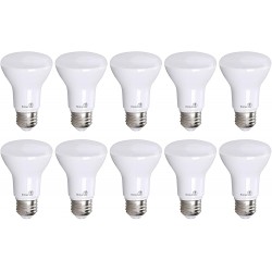 10 Pack Bioluz LED 90 CRI R20 BR20 LED Bulb 3000K Bright Soft White 6W = 50 Watt Replacement 540 Lumen Indoor Outdoor UL Listed CEC Title 20 Compliant Pack of 10